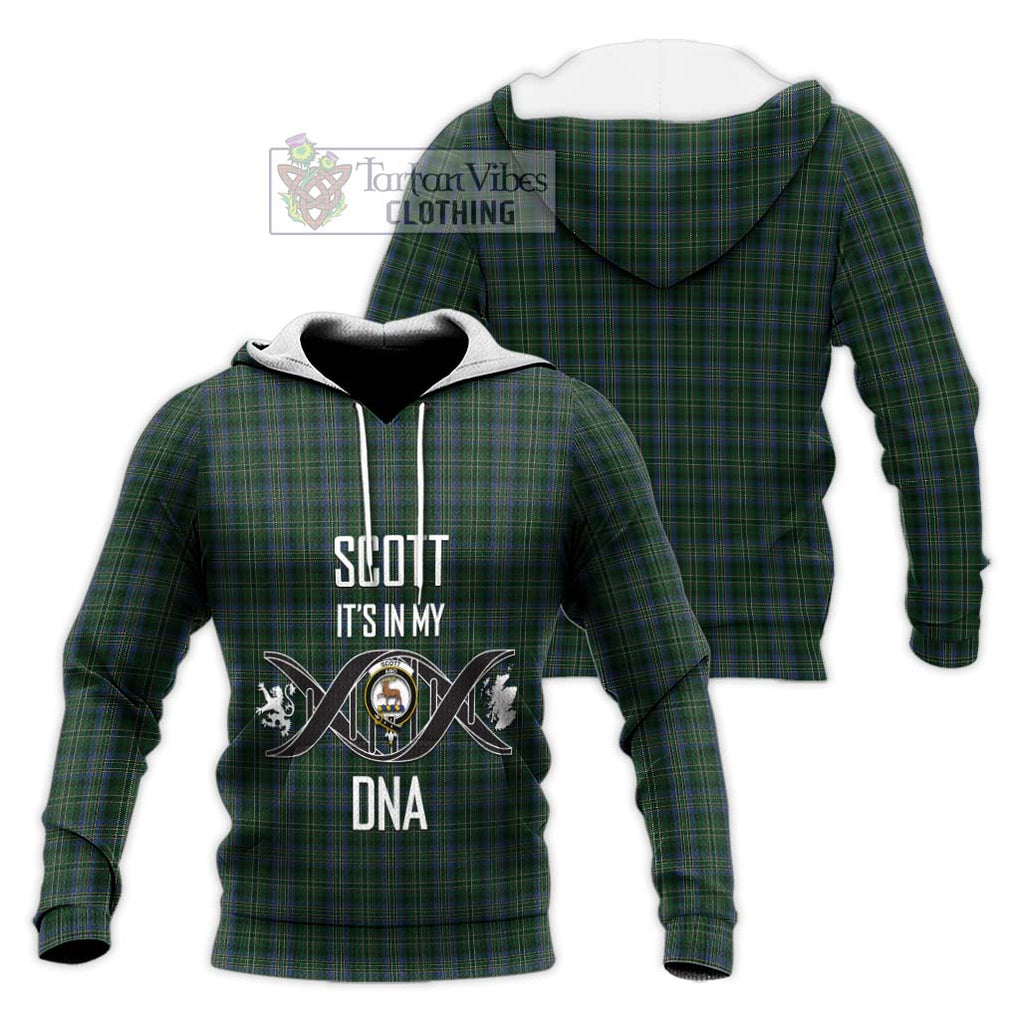 Scott Hunting Tartan Knitted Hoodie with Family Crest DNA In Me Style Unisex Knitted Pullover Hoodie - Tartanvibesclothing Shop