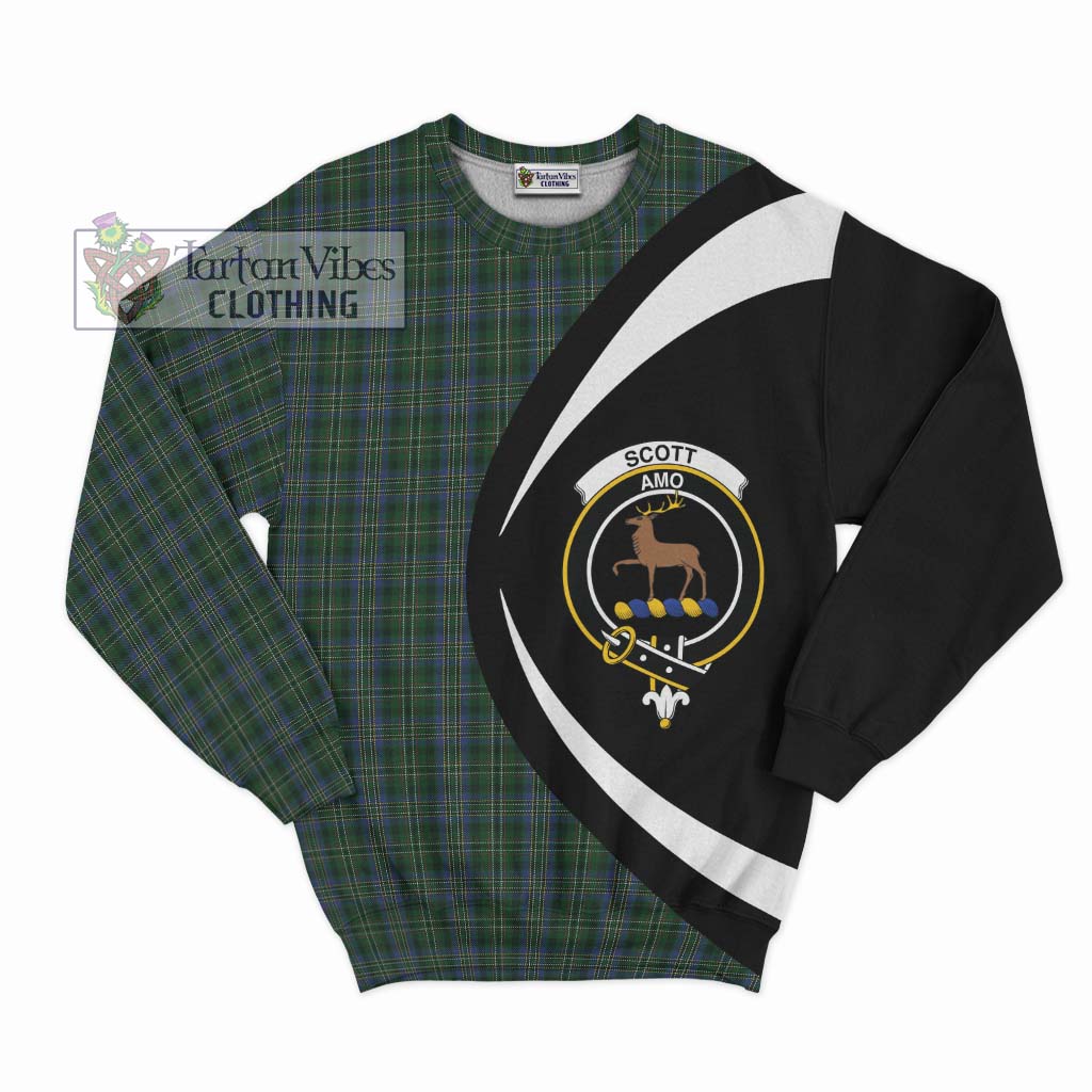 Scott Hunting Tartan Sweatshirt with Family Crest Circle Style Unisex - Tartan Vibes Clothing