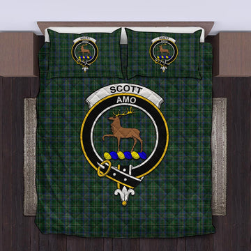 Scott Hunting Tartan Quilt Bed Set with Family Crest