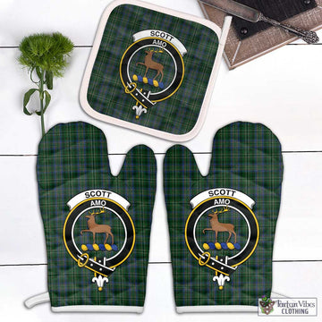 Scott Hunting Tartan Combo Oven Mitt & Pot-Holder with Family Crest