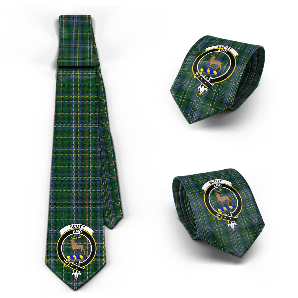 Scott Hunting Tartan Classic Necktie with Family Crest Necktie One Size - Tartan Vibes Clothing