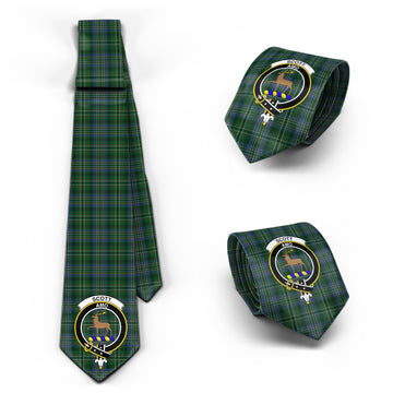 Scott Hunting Tartan Classic Necktie with Family Crest