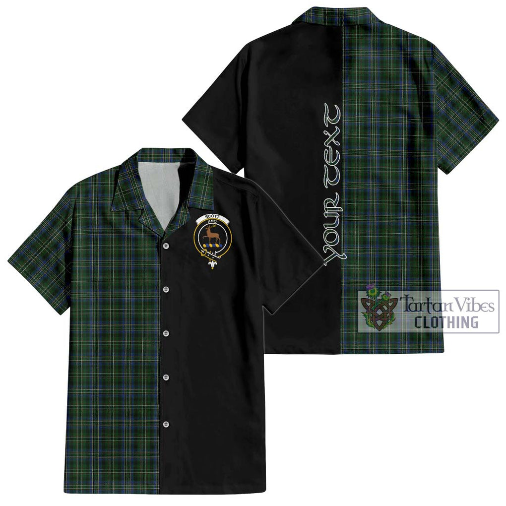 Scott Hunting Tartan Short Sleeve Button Shirt with Family Crest and Half Of Me Style Kid - Tartanvibesclothing Shop