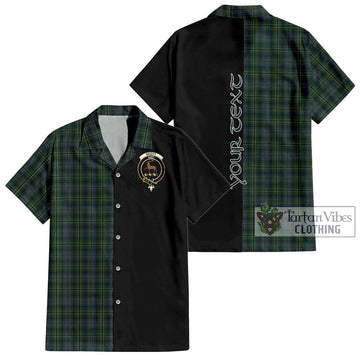 Scott Hunting Tartan Short Sleeve Button Shirt with Family Crest and Half Of Me Style