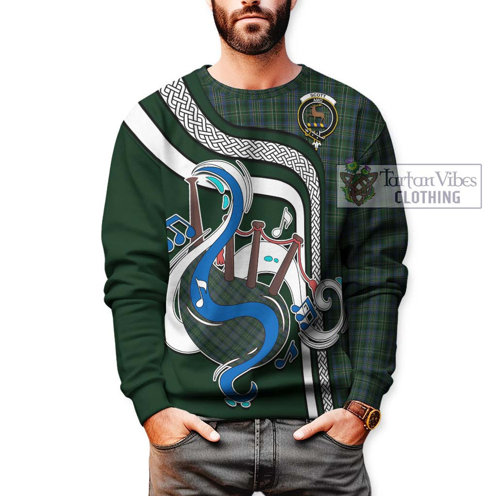 Tartan Vibes Clothing Scott Hunting Tartan Sweatshirt with Epic Bagpipe Style