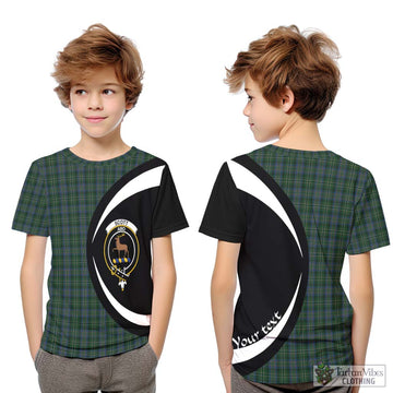 Scott Hunting Tartan Kid T-Shirt with Family Crest Circle Style