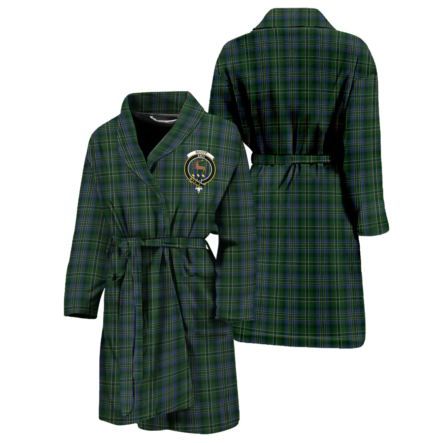 Scott Hunting Tartan Bathrobe with Family Crest Unisex S - Tartan Vibes Clothing