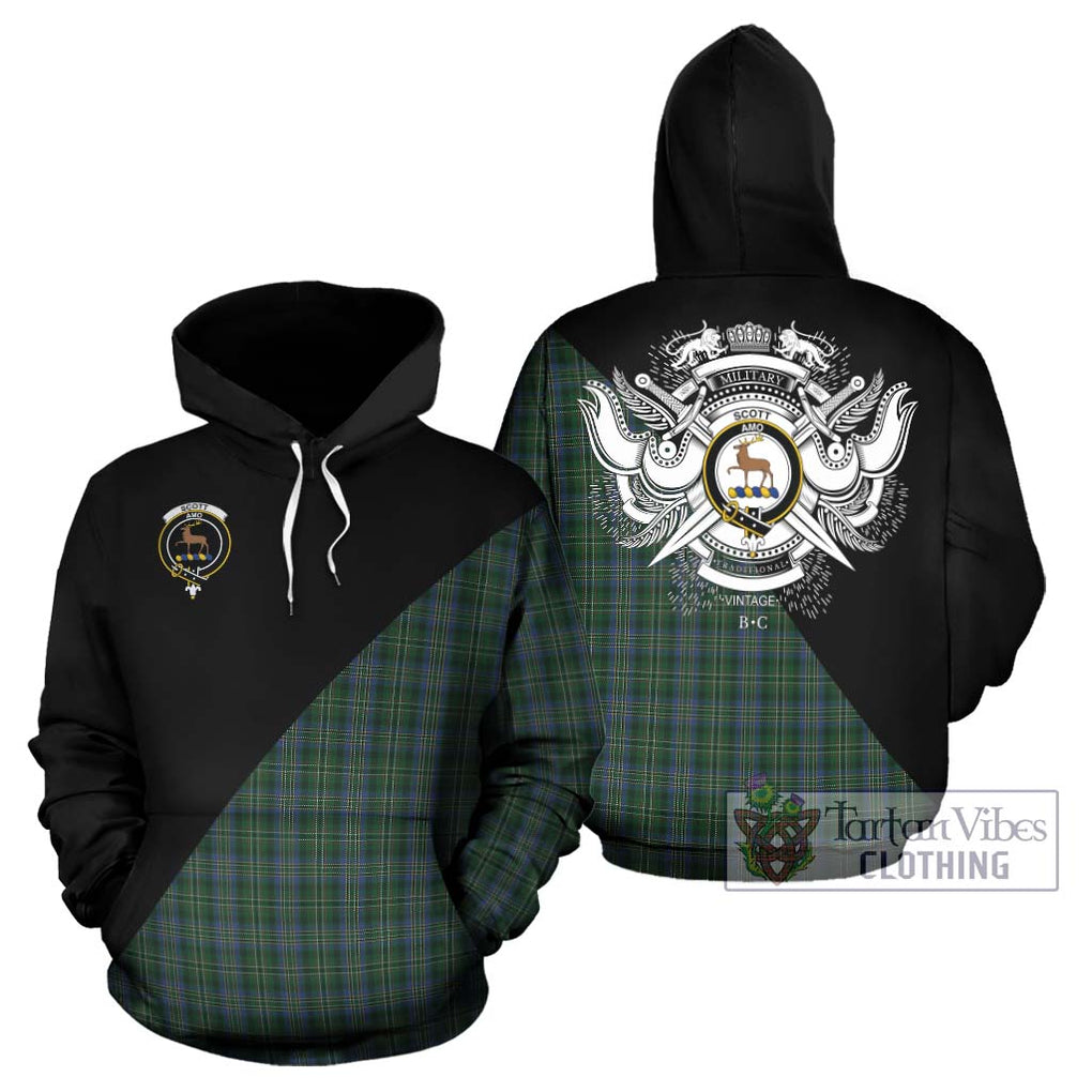 Scott Hunting Tartan Hoodie with Family Crest and Military Logo Style Zip Hoodie - Tartanvibesclothing Shop