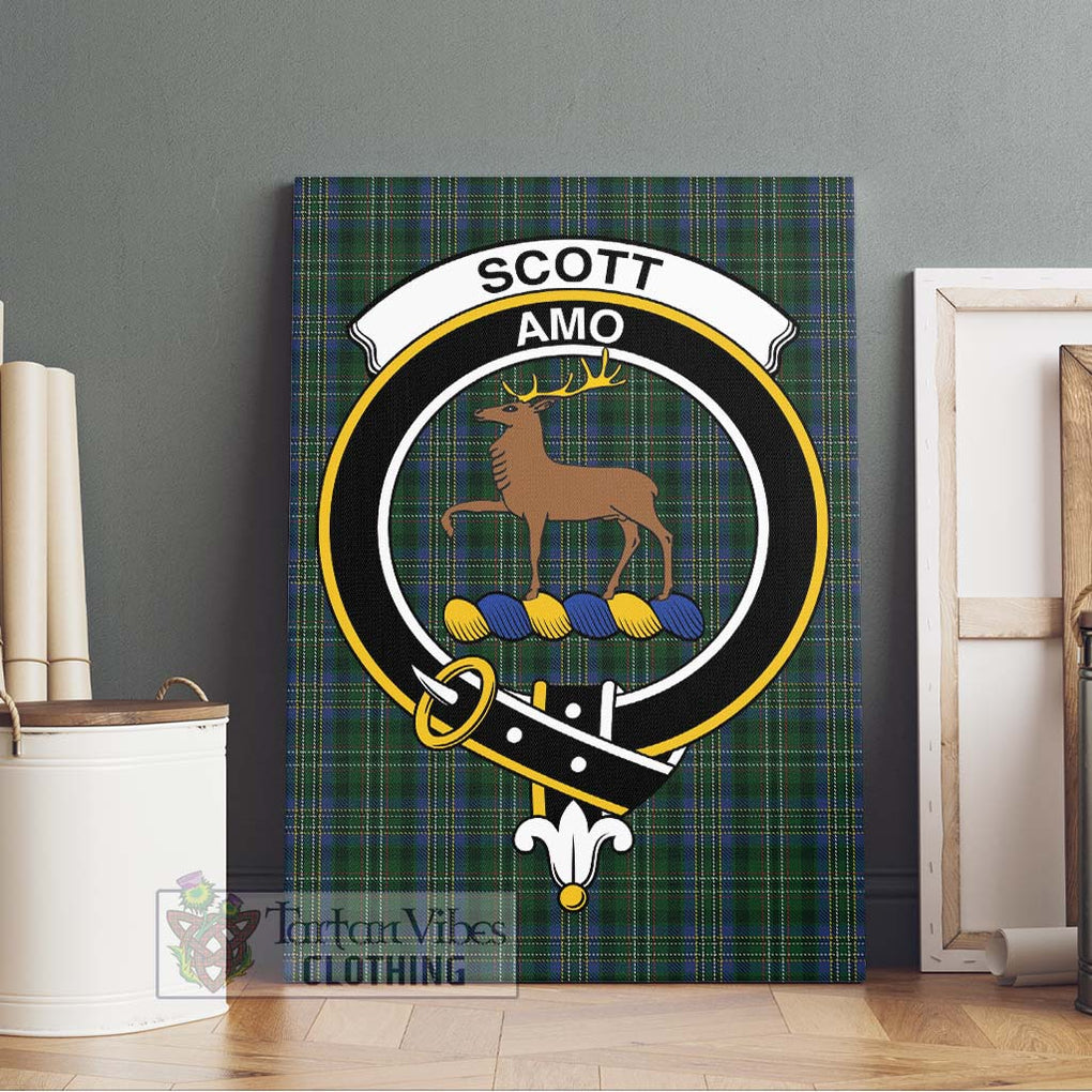 Scott Hunting Tartan Canvas Print Wall Art with Family Crest Without Frame - Tartan Vibes Clothing