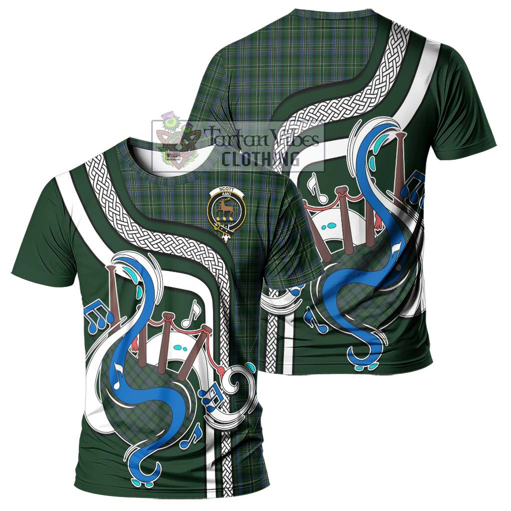 Scott Hunting Tartan T-Shirt with Epic Bagpipe Style - Tartanvibesclothing Shop