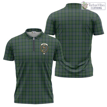 Scott Hunting Tartan Zipper Polo Shirt with Family Crest