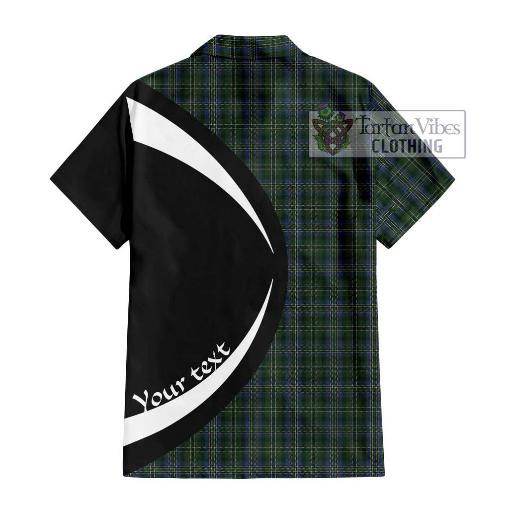 Scott Hunting Tartan Short Sleeve Button Up with Family Crest Circle Style - Tartan Vibes Clothing