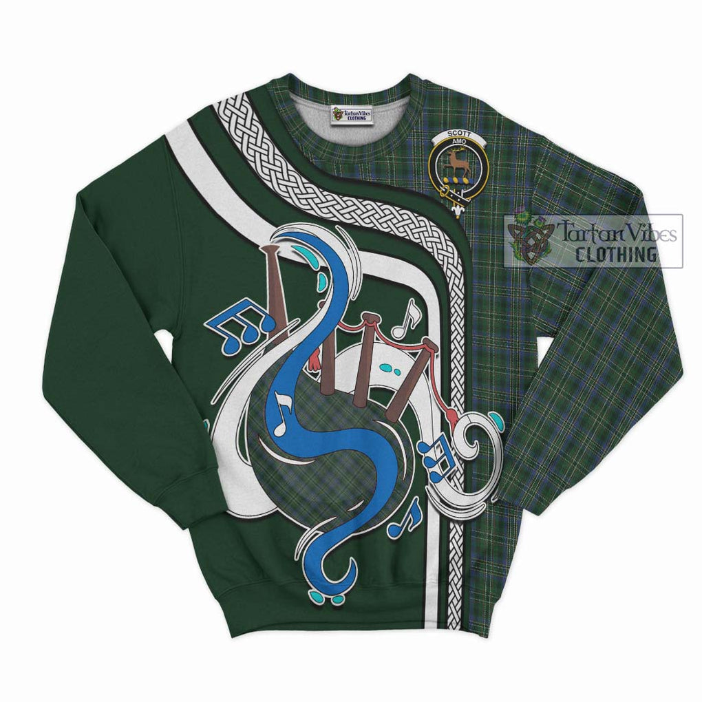 Tartan Vibes Clothing Scott Hunting Tartan Sweatshirt with Epic Bagpipe Style