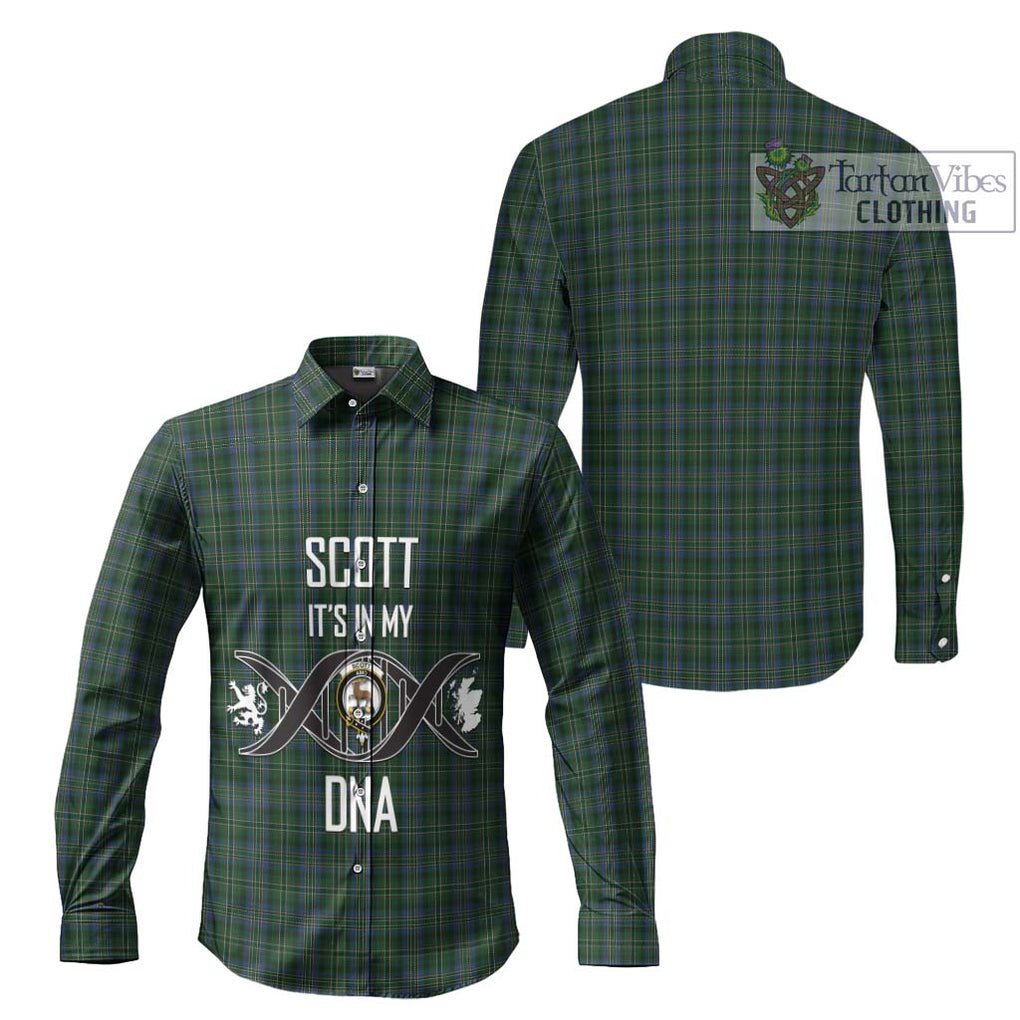 Scott Hunting Tartan Long Sleeve Button Shirt with Family Crest DNA In Me Style Men's Shirt - Tartanvibesclothing Shop