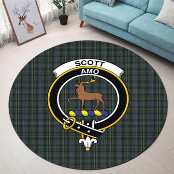 Scott Hunting Tartan Round Rug with Family Crest