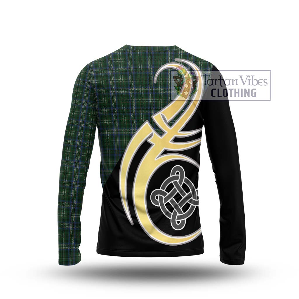 Scott Hunting Tartan Long Sleeve T-Shirt with Family Crest and Celtic Symbol Style - Tartan Vibes Clothing