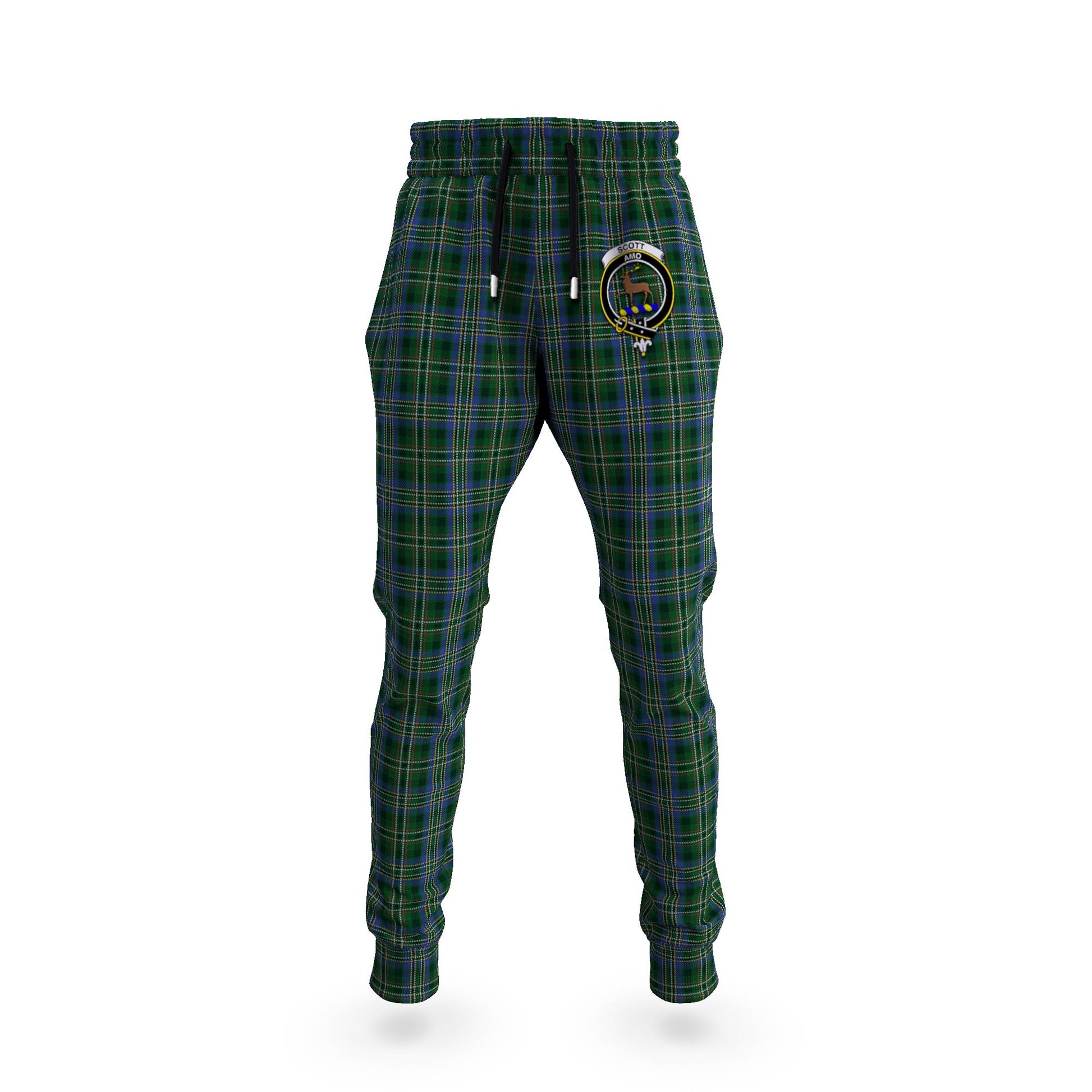 Scott Hunting Tartan Joggers Pants with Family Crest - Tartanvibesclothing Shop