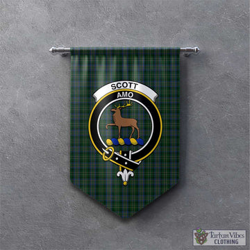 Scott Hunting Tartan Gonfalon, Tartan Banner with Family Crest