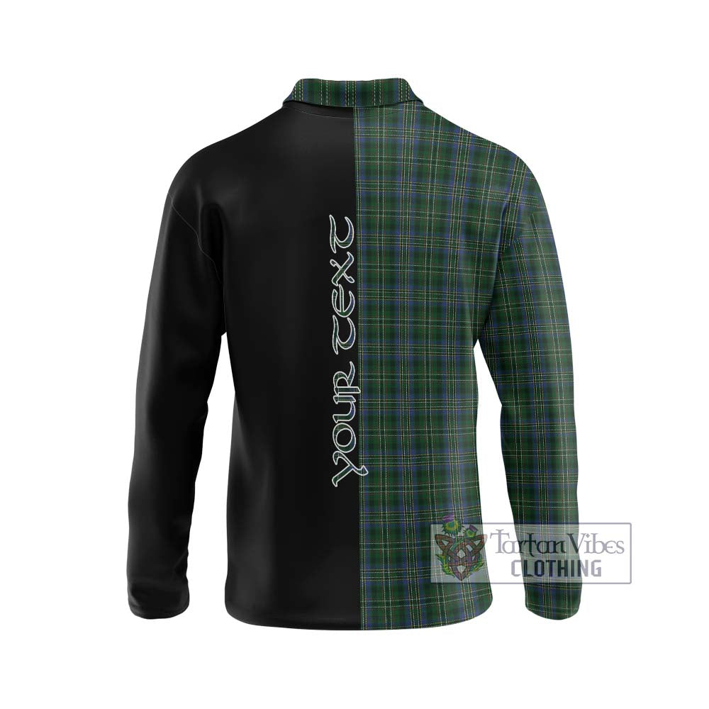 Scott Hunting Tartan Long Sleeve Polo Shirt with Family Crest and Half Of Me Style - Tartanvibesclothing Shop