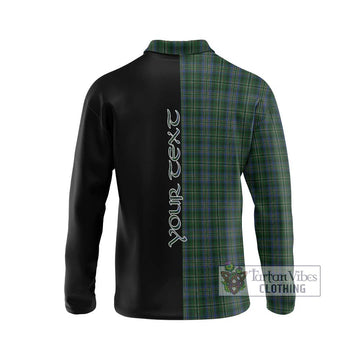 Scott Hunting Tartan Long Sleeve Polo Shirt with Family Crest and Half Of Me Style