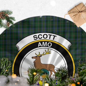 Scott Hunting Tartan Christmas Tree Skirt with Family Crest