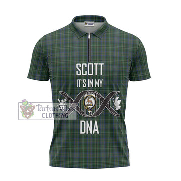 Scott Hunting Tartan Zipper Polo Shirt with Family Crest DNA In Me Style