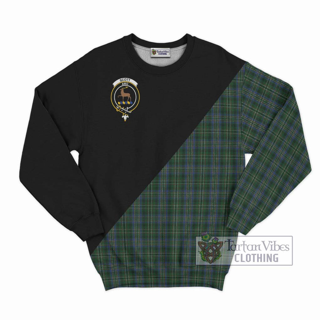 Scott Hunting Tartan Sweatshirt with Family Crest and Military Logo Style - Tartanvibesclothing Shop