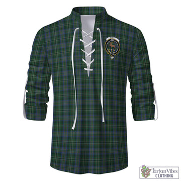 Scott Hunting Tartan Men's Scottish Traditional Jacobite Ghillie Kilt Shirt with Family Crest