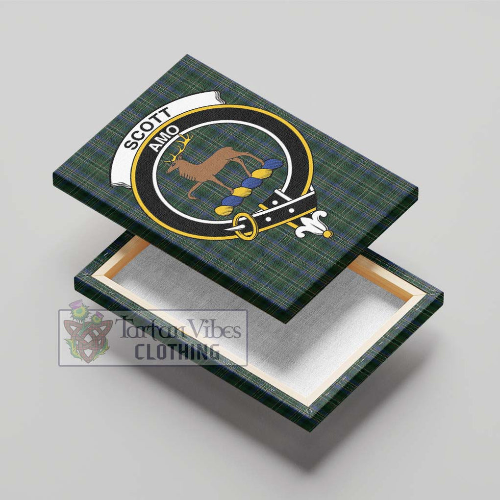 Scott Hunting Tartan Canvas Print Wall Art with Family Crest - Tartan Vibes Clothing