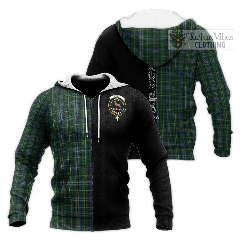 Scott Hunting Tartan Knitted Hoodie with Family Crest and Half Of Me Style Unisex Knitted Zip Hoodie - Tartanvibesclothing Shop