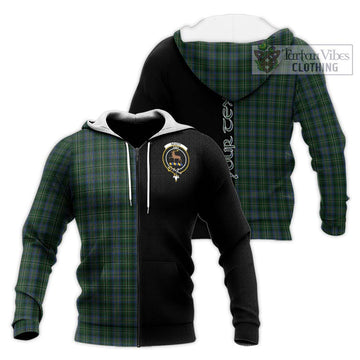 Scott Hunting Tartan Knitted Hoodie with Family Crest and Half Of Me Style