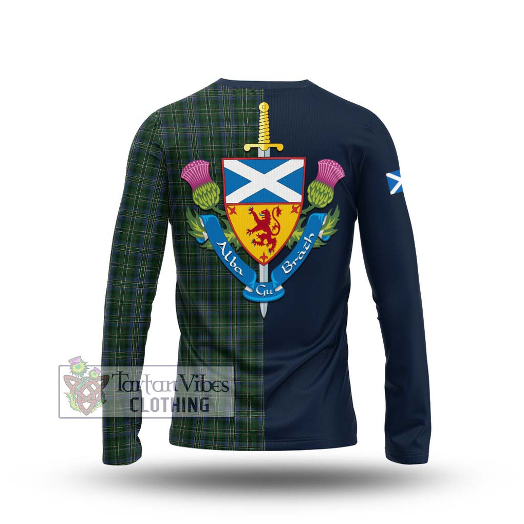 Tartan Vibes Clothing Scott Hunting Tartan Long Sleeve T-Shirt with Scottish Lion Royal Arm Half Style