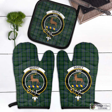 Scott Hunting Tartan Combo Oven Mitt & Pot-Holder with Family Crest