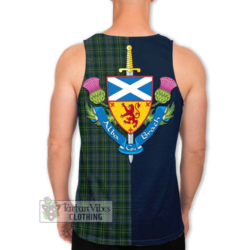 Scott Hunting Tartan Men's Tank Top Alba with Scottish Lion Royal Arm Half Style