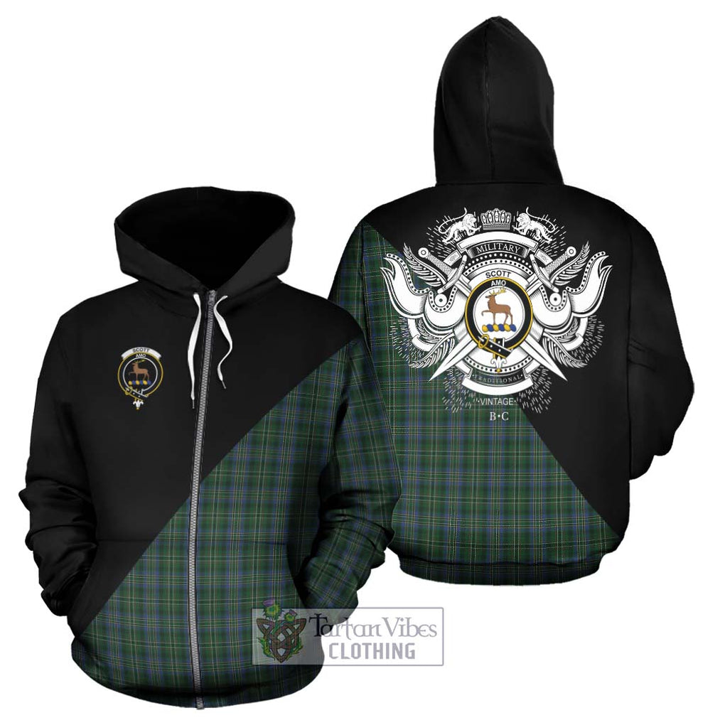 Scott Hunting Tartan Hoodie with Family Crest and Military Logo Style - Tartanvibesclothing Shop