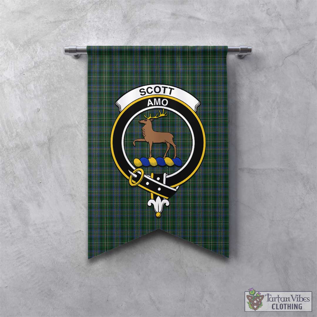 Tartan Vibes Clothing Scott Hunting Tartan Gonfalon, Tartan Banner with Family Crest