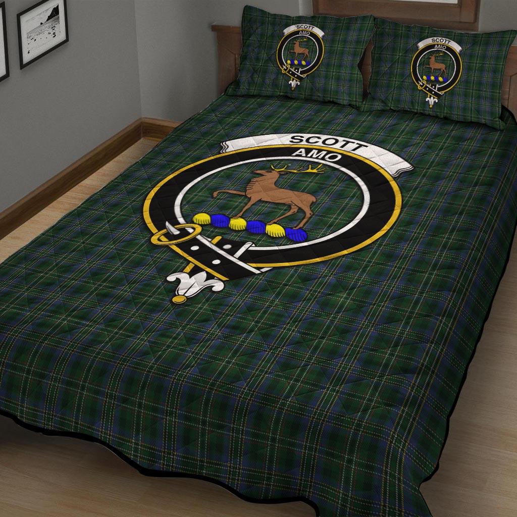 Scott Hunting Tartan Quilt Bed Set with Family Crest - Tartan Vibes Clothing