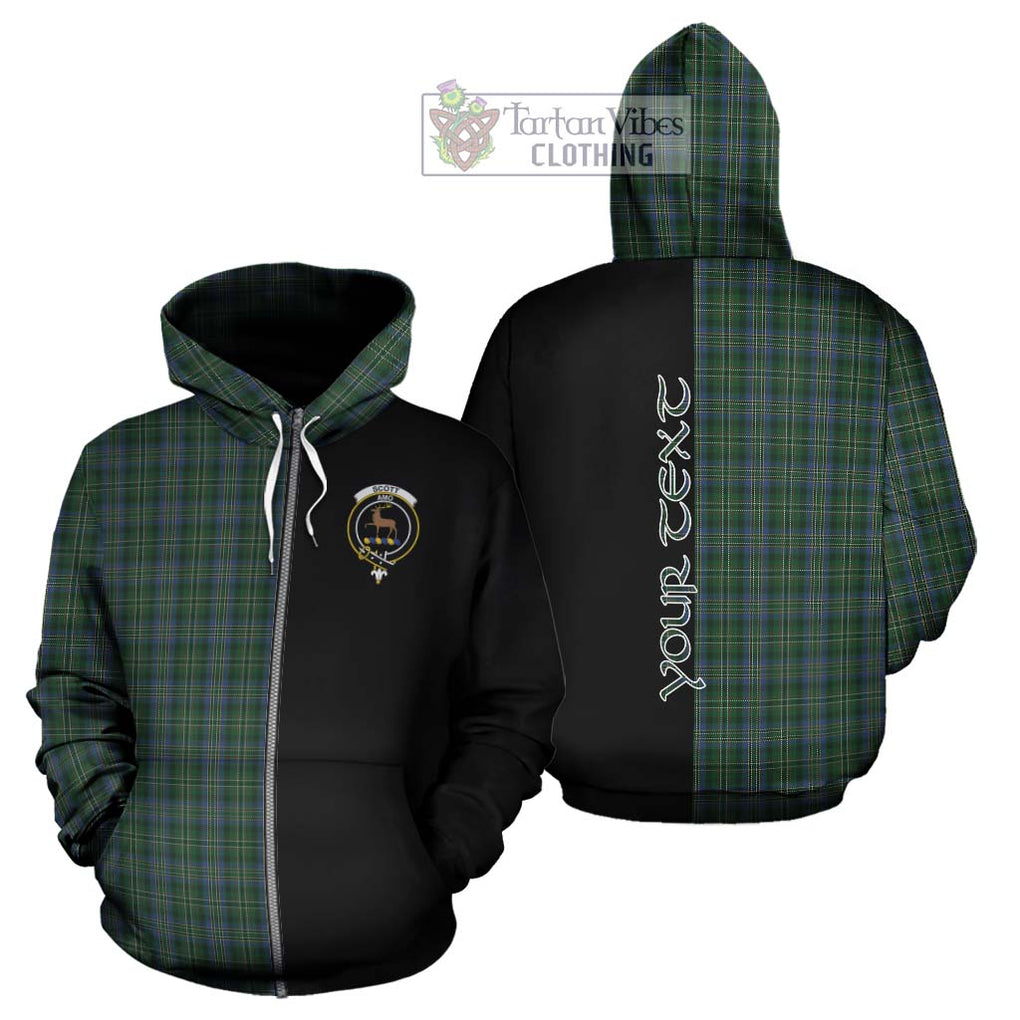 Scott Hunting Tartan Hoodie with Family Crest and Half Of Me Style - Tartanvibesclothing Shop