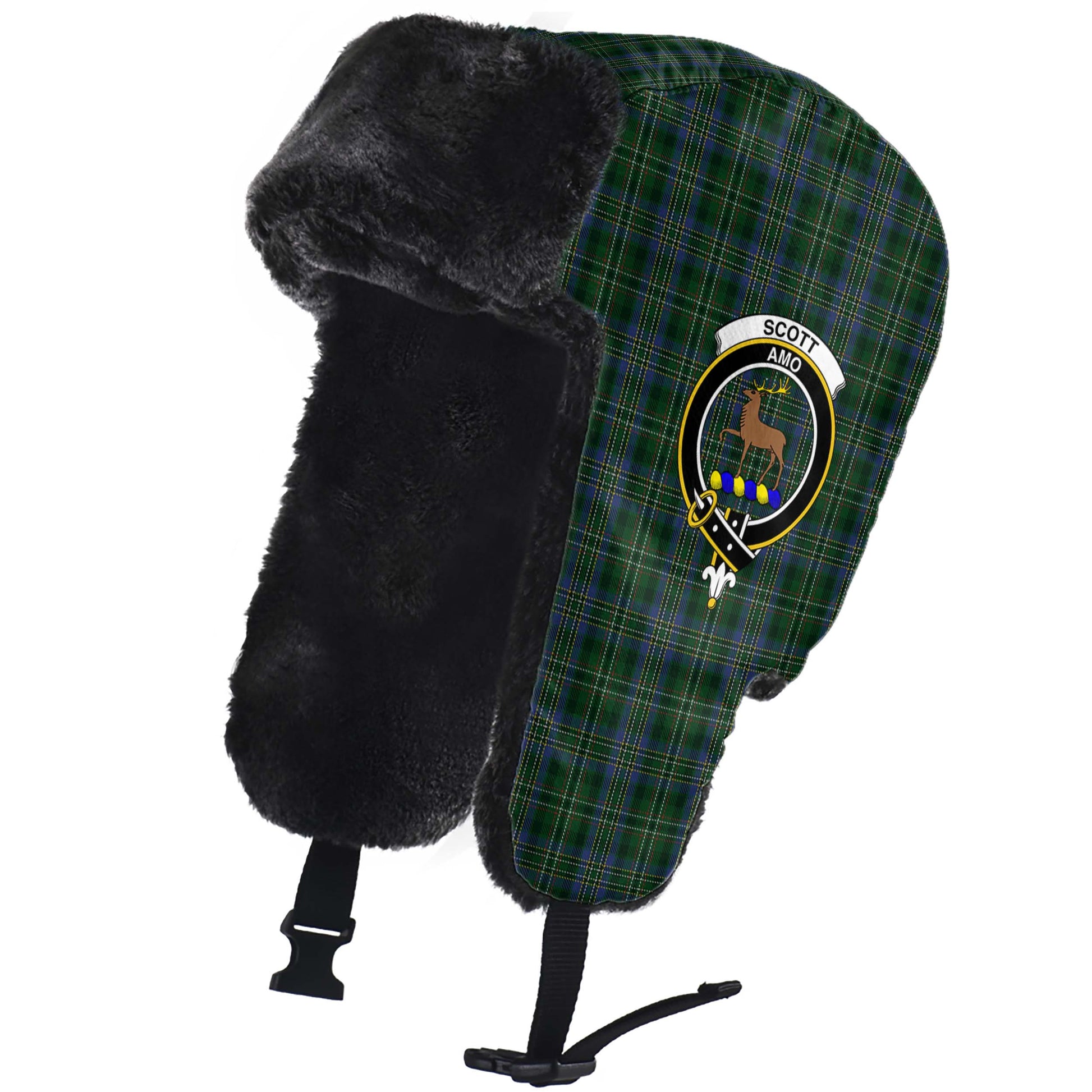 Scott Hunting Tartan Winter Trapper Hat with Family Crest - Tartanvibesclothing