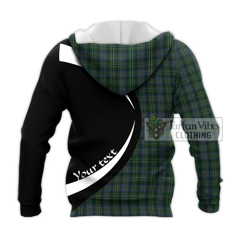 Scott Hunting Tartan Knitted Hoodie with Family Crest Circle Style - Tartan Vibes Clothing