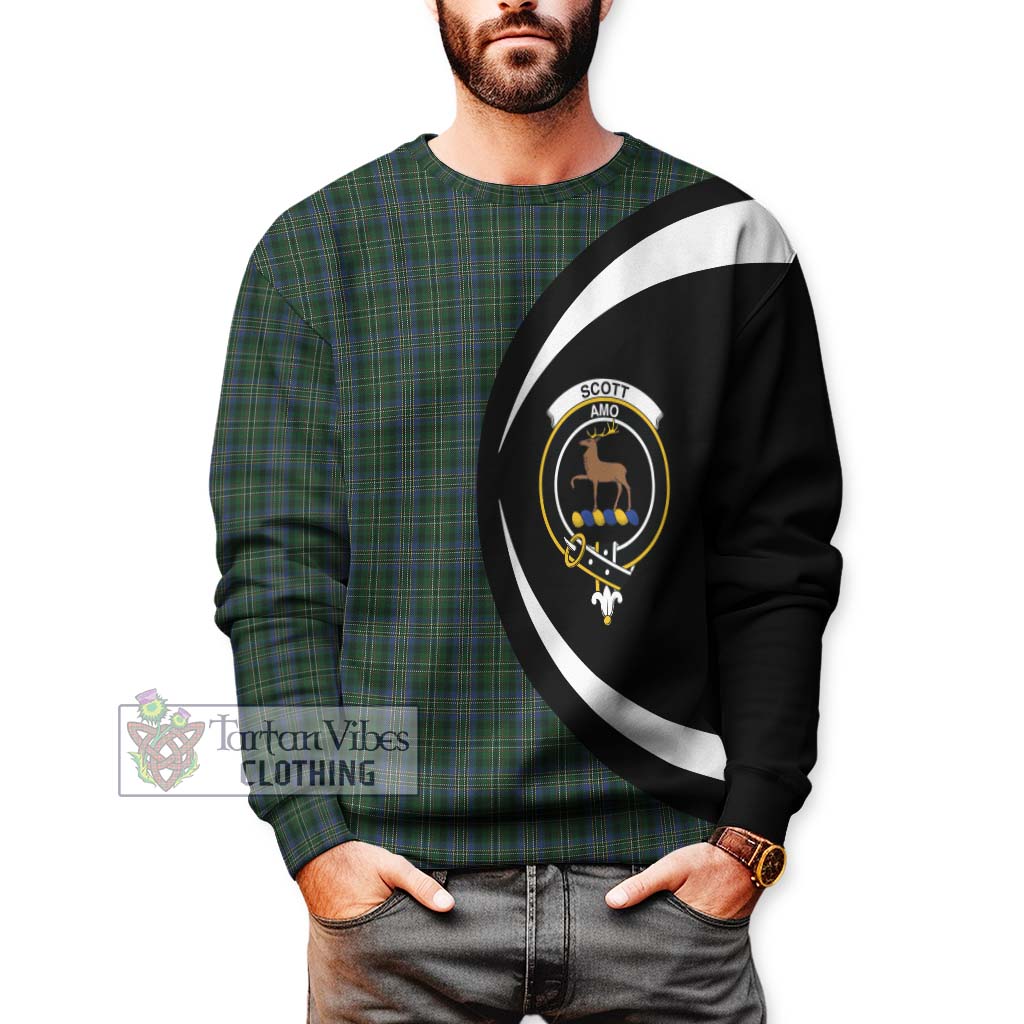 Scott Hunting Tartan Sweatshirt with Family Crest Circle Style - Tartan Vibes Clothing