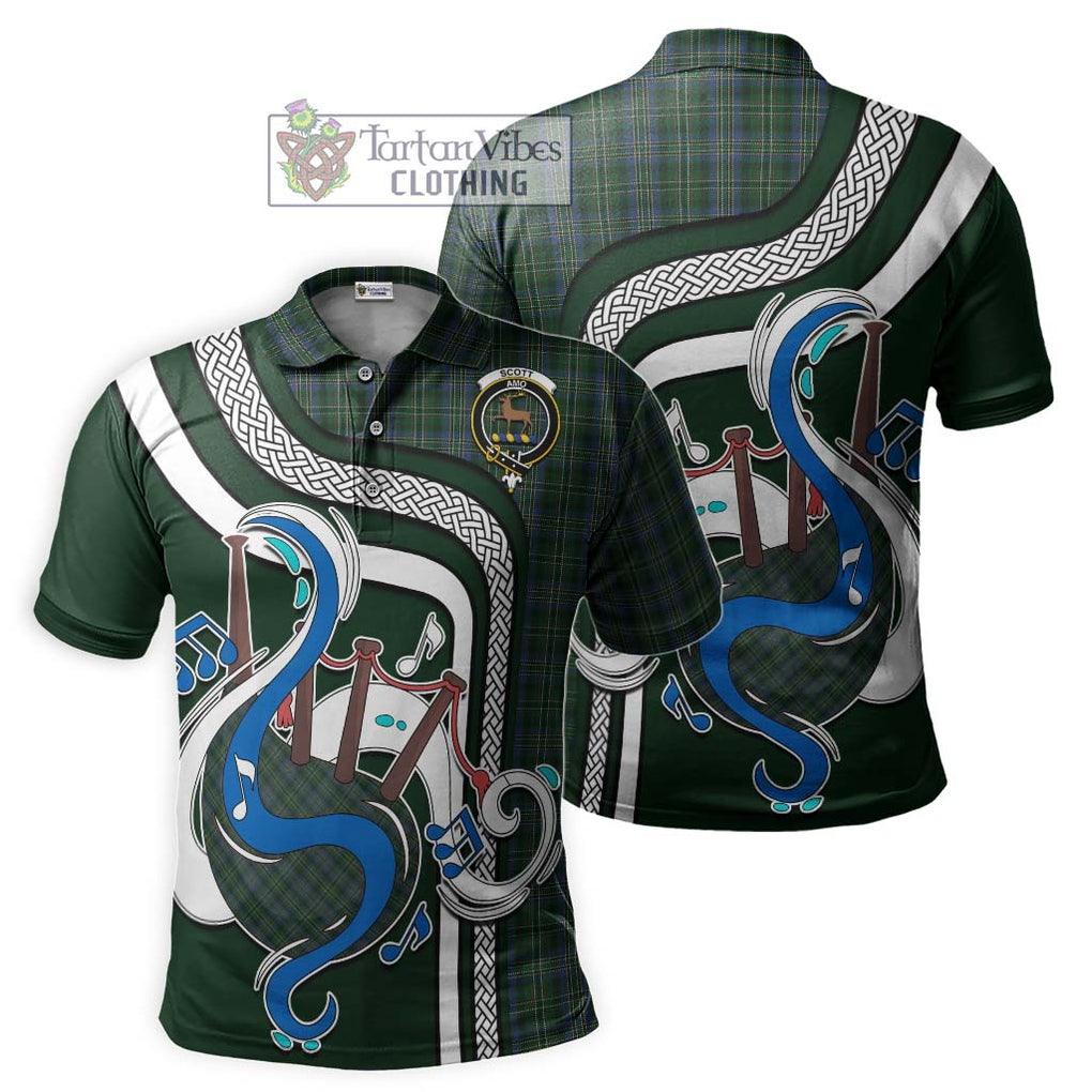 Tartan Vibes Clothing Scott Hunting Tartan Polo Shirt with Epic Bagpipe Style