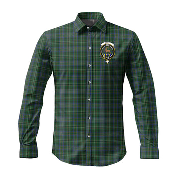 Scott Hunting Tartan Long Sleeve Button Up Shirt with Family Crest