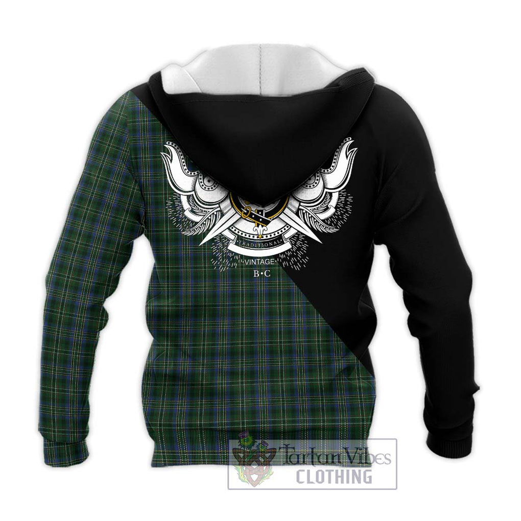 Scott Hunting Tartan Knitted Hoodie with Family Crest and Military Logo Style - Tartanvibesclothing Shop