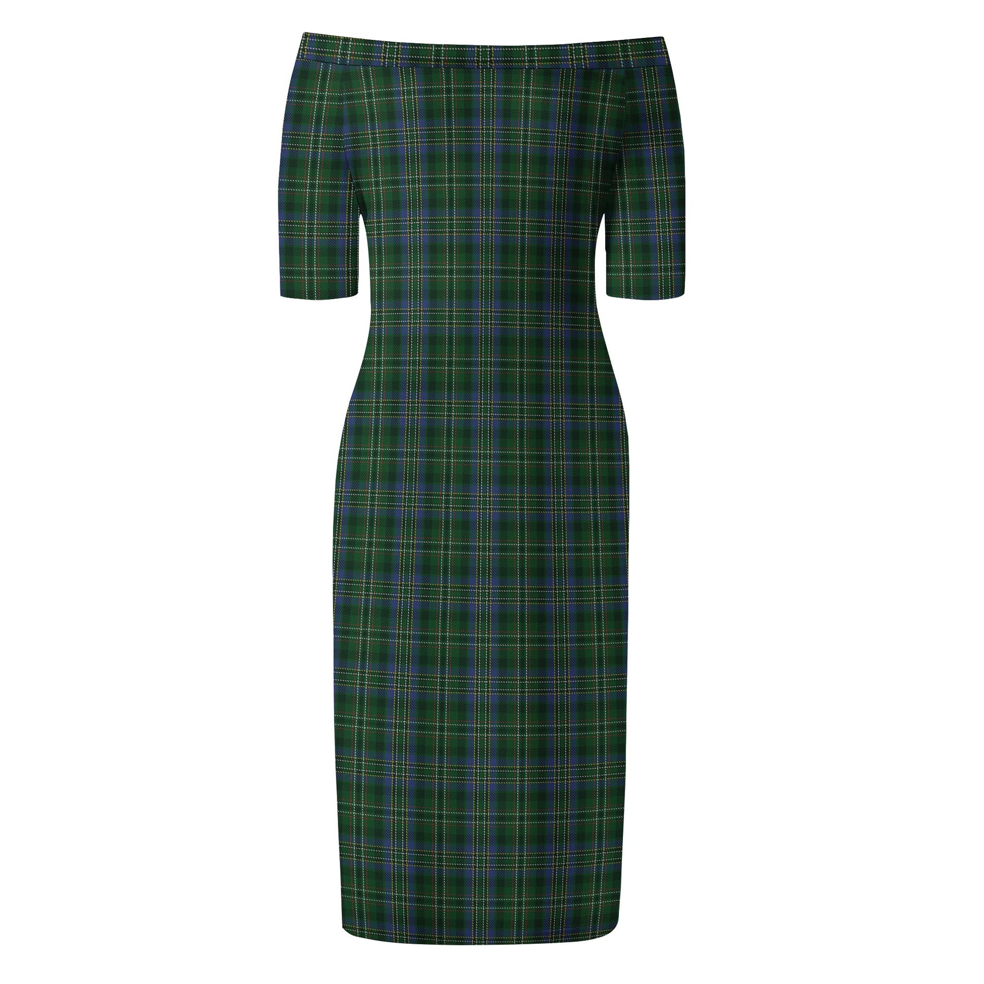 Scott Hunting Tartan Off Shoulder Lady Dress - Tartanvibesclothing