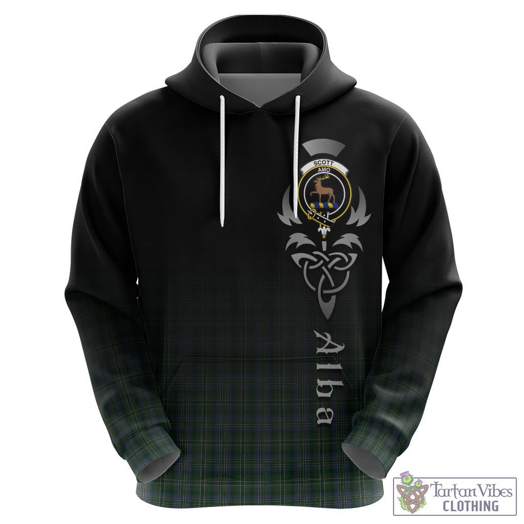 Tartan Vibes Clothing Scott Hunting Tartan Hoodie Featuring Alba Gu Brath Family Crest Celtic Inspired