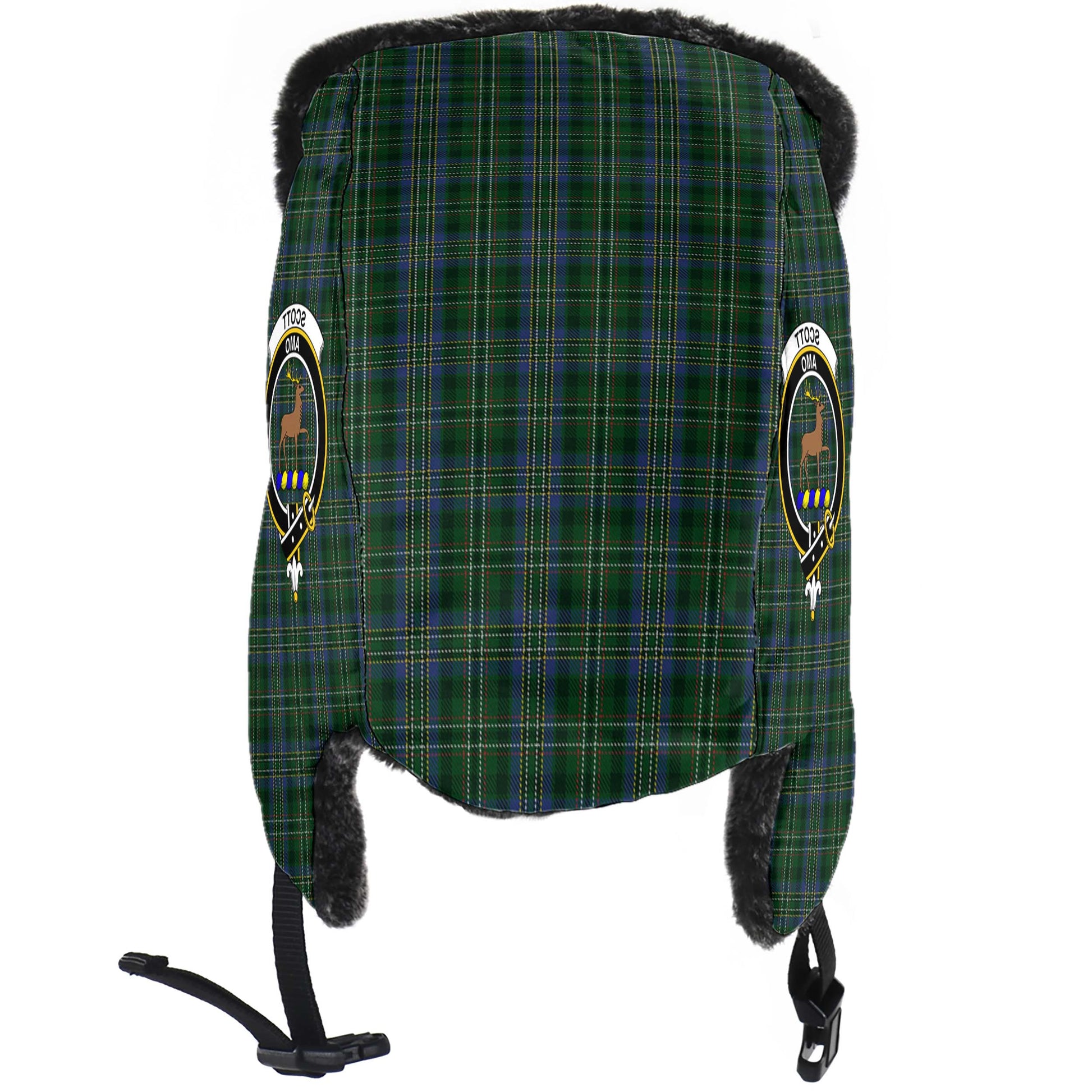 Scott Hunting Tartan Winter Trapper Hat with Family Crest - Tartanvibesclothing