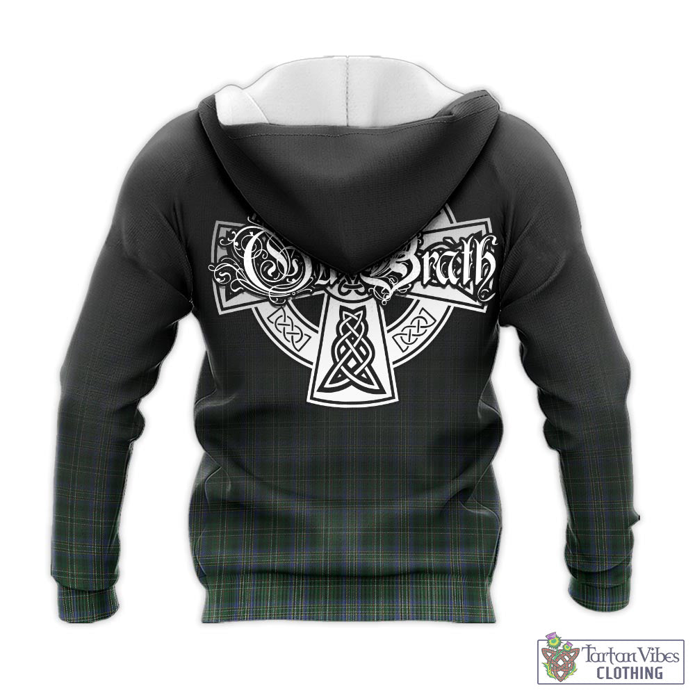 Tartan Vibes Clothing Scott Hunting Tartan Knitted Hoodie Featuring Alba Gu Brath Family Crest Celtic Inspired