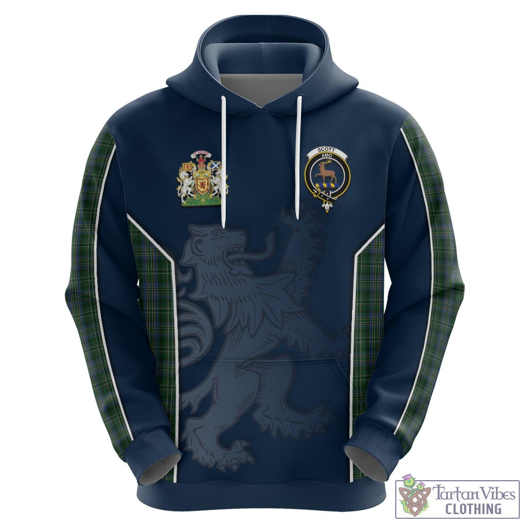 Tartan Vibes Clothing Scott Hunting Tartan Hoodie with Family Crest and Lion Rampant Vibes Sport Style