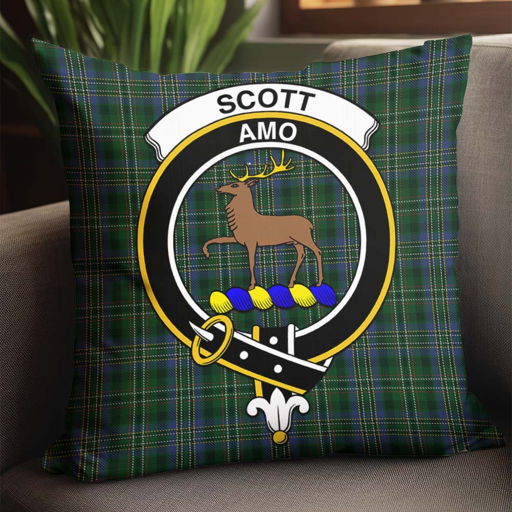 Scott Hunting Tartan Pillow Cover with Family Crest - Tartanvibesclothing